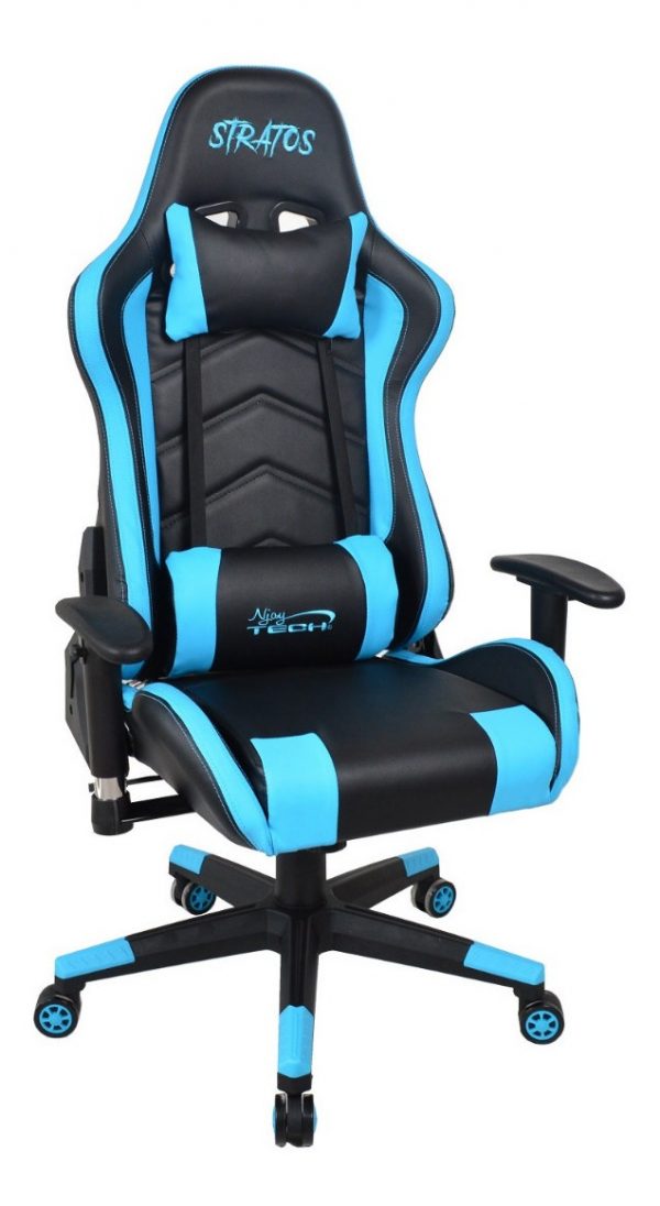 Silla Gamer Stratos Njoytech 2d 180° Negro Azul - Imagen 2
